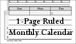 One Page Ruled Monthly Calendar