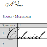 Colonial Planner for Household and Homeschool