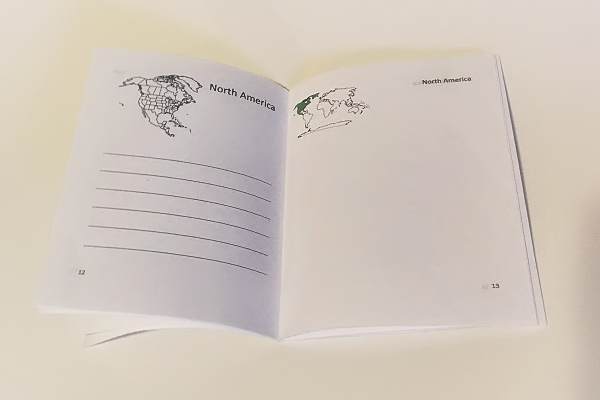 Animals of the World Booklet open at North America