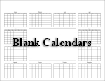 Blank Calendars - One year on one page
