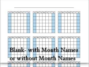 Blue Blank Calendars
