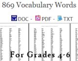 Common Vocabulary Words for Grades 4-6