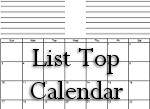 List Top - Month on a Page Calendar