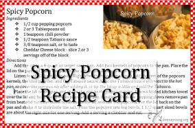 spicy popcorn recipe card
