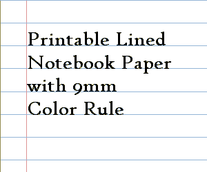 Printable Lined Notebook Paper with 9mm Color Rule