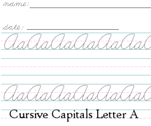Connecting Cursive Capitals Letter A