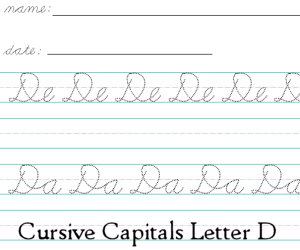 Connecting Cursive Capitals Letter D