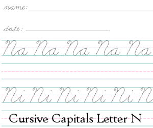 Connecting Cursive Capitals Letter N