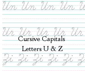 Connecting Cursive Capitals Letter U and Z