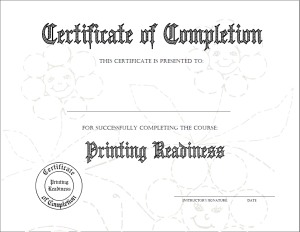 Printing Readiness Certificate