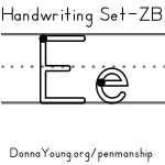 handwriting worksheets for the letter e in zaner bloser style