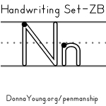 handwriting worksheets for the letter n in zaner bloser style