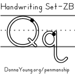 handwriting worksheets for the letter q in zaner bloser style