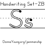 handwriting worksheets for the letter s in zaner bloser style
