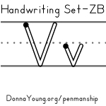 handwriting worksheets for the letter v in zaner bloser style