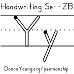 handwriting worksheets for the letter y in zaner bloser style