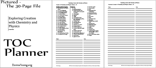 TOC Planner for Exploring Creation with Chemistry and Physics