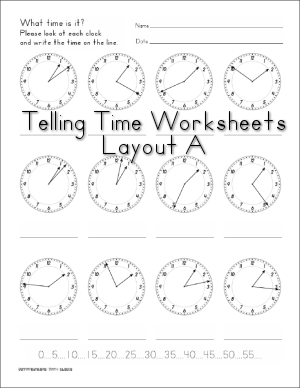 Telling Time - Clock worksheets by Donna Young