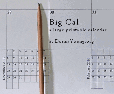 Big Cal - a large printable calendar at donnayoung.org