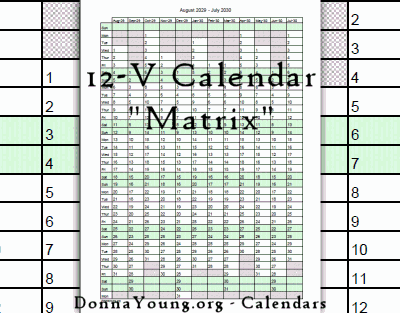 12-V, Matrix Calendar - 12 Vertical Months