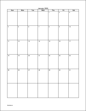 1-Page Block Monthly Calendar