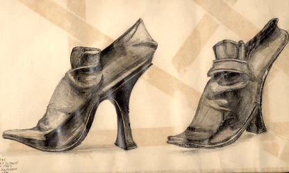 Shoes drawn by a the teenaged version of Donna Young