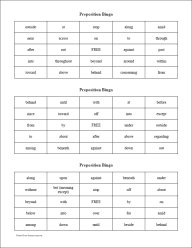 Generated Preposition Bingo - Set Two