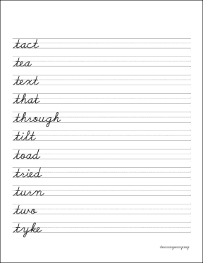 the cursive words worksheets
