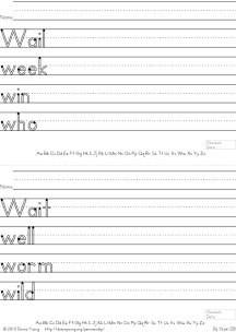 letter w words handwriting worksheets
